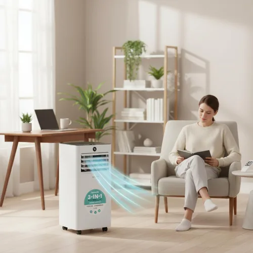 Vista 4 de SereneLife Aire acondicionado portátil de 8000 BTU, pequeña unidad de CA con deshumidificador y ventilador, mini unidad de CA con cobertura de 350