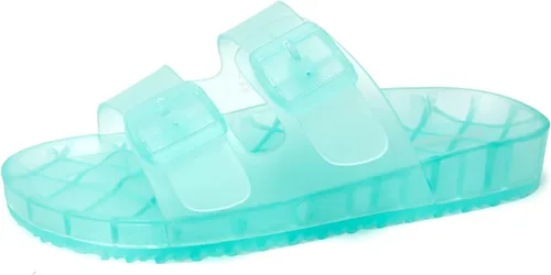 Vista 21 de FUNKYMONKEY - Sandalias bajas cómodas para mujer, hechas de etilvinilacetato, ajustables con hebilla doble