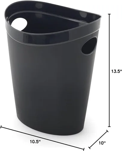Vista 6 de Addis Papelera de plástico para baño, dormitorio, oficina, color negro, 12 LTR