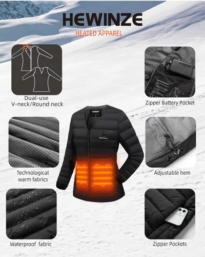 Vista 5 de HEWINZE Women's Heated Vest with Battery Pack, Lightweight Quilted Heated Jacket, Heated Puffer Jacket Base Layer