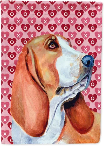 Vista 182 de Caroline's Treasures SS4484GF Bandera de jardín con diseño de bulldog inglés y corazones para el Día de San Valentín, bandera decorativa para patio