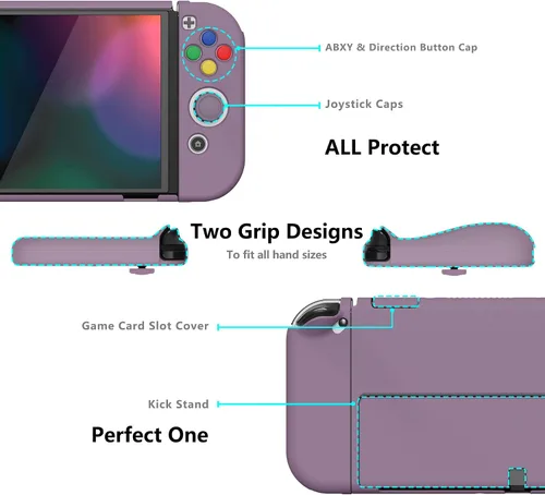 Vista 4 de PlayVital AlterGrips - Funda protectora delgada para Nintendo Switch OLED, funda de agarre ergonómico para Joycon, carcasa rígida acoplable