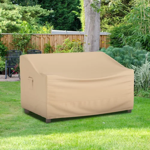 Vista 7 de GOFLAME Funda para sofá de patio de 2 plazas, funda resistente para sofá de exteriores, con rejillas de ventilación, asa y hebilla, resistente al