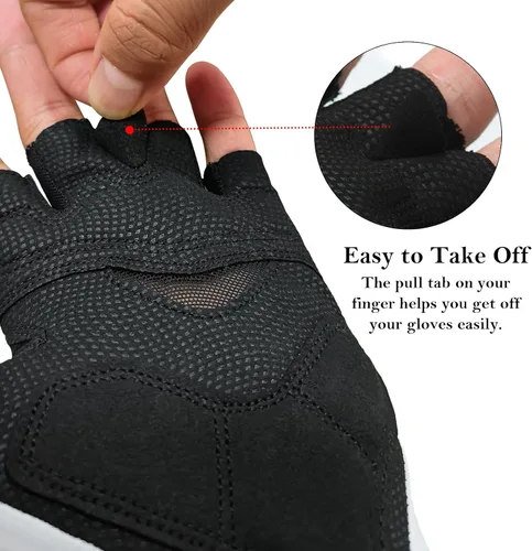 Vista 6 de YKYWBIKE Guantes de ciclismo transpirables, guantes deportivos acolchados de medio dedo, guantes de ciclismo antideslizantes, guantes de bicicleta