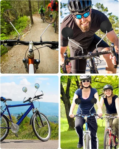 Vista 7 de Espejo Retrovisor de Manillar para Bicicleta, Universal Ajustable y Giratoria, Espejo Transparente para Bicicleta de Montaña, Bicicleta