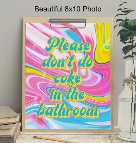 Vista 4 de Hippie Trippy - Arte de pared de baño - Decoración de pared de baño - Decoración de tocador - Cartel de baño - Impresión divertida de arte de baño