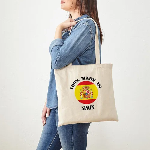 Vista 2 de CafePress Made In Spain Tote Bag Bolsa de compras de lona beige natural reutilizable