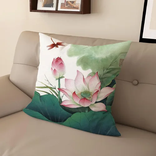 Vista 10 de Funda de almohada con estampado digital de loto zen chino, diseño de doble cara para sofá, sala de estar, decoración de dormitorio