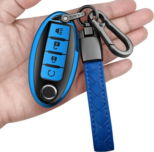 Vista 18 de Compatible con Nissan Funda para Llavero con Llavero de Cuero, Funda de Carcasa de Llave de TPU Suave Compatible con Llave Remota Inteligente