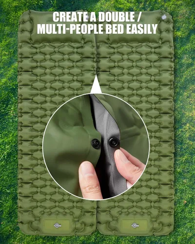 Vista 5 de Almohadilla de dormir de camping AKSOUL: Colchón de aire autoinflable ultraligero y compacto, almohadilla inflable ligera conectable con bomba