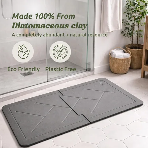 Vista 7 de ME MOTHER EARTH Tapete de baño XL de doble cara de piedra de 19.7 x 31.5 pulgadas, tierra de diatomeas, tapete de baño y cocina, 2 piezas de secado