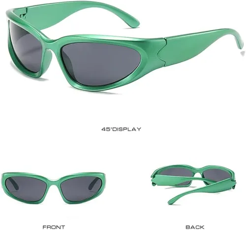 Vista 6 de LASPOR Gafas de sol deportivas envolventes para mujeres y hombres, lentes deportivos Y2K