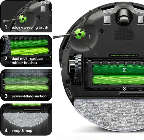 Vista 3 de iRobot Roomba Combo i3+ (3574) Robot aspirador y trapeador – Auto-vaciado hasta 60 días, limpieza por habitación con mapeo inteligente, cepillos