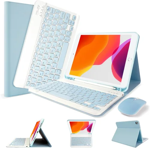 Vista 14 de Funda de teclado LAMA para iPad de 10.2 pulgadas, estuche inalámbrico con teclado con soporte para lápices para iPad de 10.2 y 10.5 pulgadas