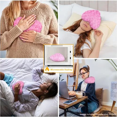 Vista 4 de Almohadilla térmica para microondas, almohada de calor húmeda y cálida multiusos, almohadilla térmica esponjosa para microondas para calambres