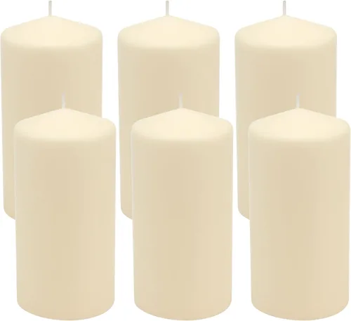 Vista 2 de Stonebriar Juego de velas de pilar marfil sin perfume, juego de 6, 3 x 6 y 3 x 3