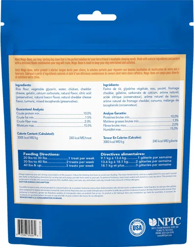 Vista 2 de N-Bone Mega-Bone - Masticables para perros de larga duración, sabor a Mac n' Cheese, 6 unidades, 16.8 onzas