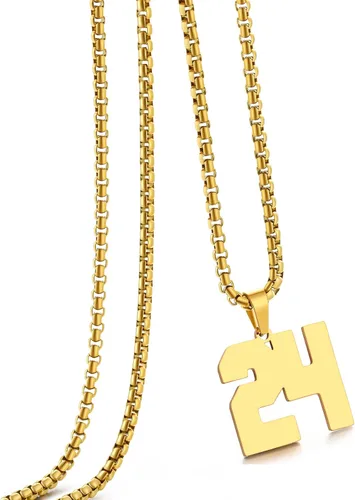 Vista 89 de Collar de Número Dorado para Hombre, Cadena de Acero Inoxidable con Colgante de Número para Atletas, Joyería Deportiva Personalizada para Niños