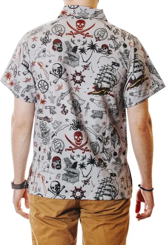 Vista 7 de Funny Guy Mugs Mens Hawaiian Print Button Down Short Sleeve Shirt
