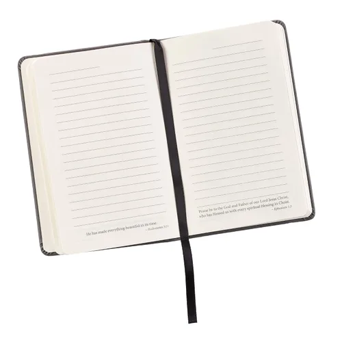 Vista 4 de Be Strong Mini Hardcover Pocket Size LuxLeather Notebook with Elastic Closure in Gray - Joshua 1:9, 3.7" wide x 5.7" high Leather Bound – 27