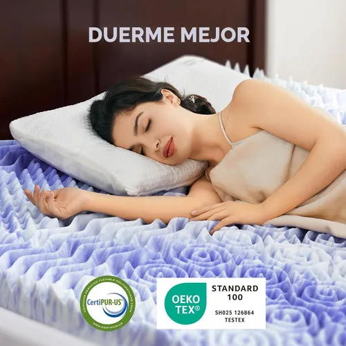 Vista 3 de Dreamsmith Cubrecolchón tamaño individual, 3 pulgadas, 7 zonas, de espuma viscoelástica, para aliviar la presión, fabricado con espuma certificada