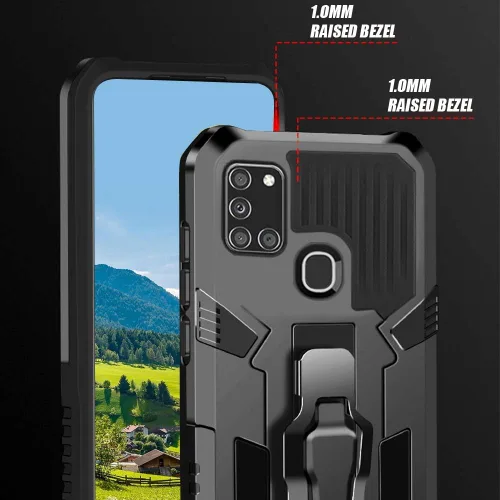 Vista 4 de Funda compatible con Samsung Galaxy A21S, con [2 unidades] con protector de pantalla de vidrio templado, funda protectora probada contra caídas