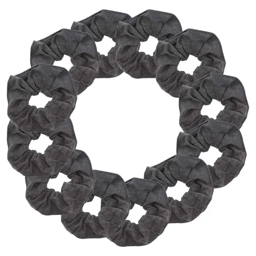 Vista 23 de Paquete de 12 ligas sólidas para el cabello (negro) One Dozen Matching Hair Ties, Soft Cotton Fabric, Gentle No-Crease Hold, Great for Teams