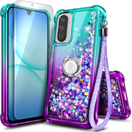 Vista 96 de NGB - Funda para teléfono Samsung Galaxy S9, color aguamarina/morado, bonita funda con purpurina líquida para mujeres y niñas, con protector