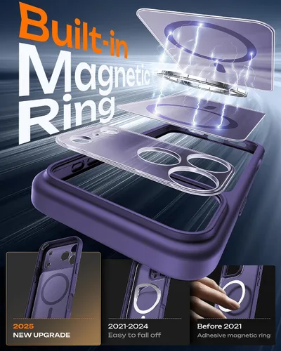 Vista 45 de TOCOL Funda para iPhone 11, compatible con Magsafe, protección completa de cámara, imanes integrados, protección contra caídas, funda translúcida