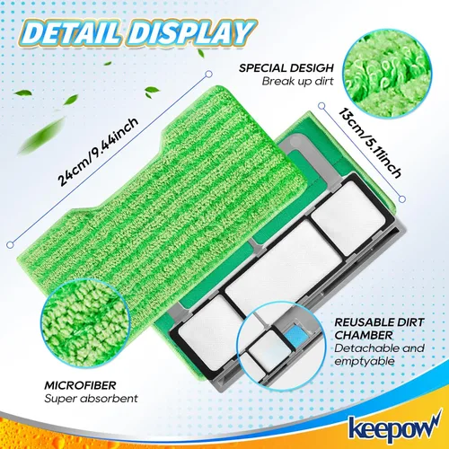 Vista 4 de KEEPOW Almohadillas de repuesto reutilizables para trapeador de vacío