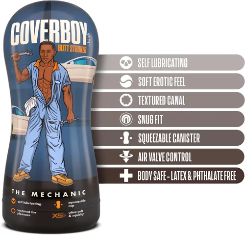 Vista 2 de Blush Coverboy The Mechanic 7.5" Masturbador masculino para bolsillo - Estimulador de autolubricación para hombres - Funda anal de textura ajustada