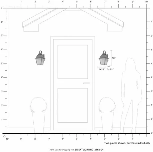 Vista 9 de Livex Lighting 2162-04 Mansfield - Linterna de pared para exteriores, 1 luz, color negro