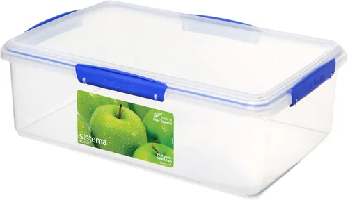 Vista 10 de Sistema KLIP IT Recipiente para almacenar alimentos, 5 L, hermético y apilable, sin BPA, transparente con sujetadores azules