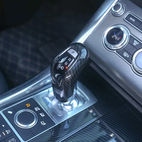 Vista 5 de YIWANG Fibra de carbono estilo ABS plástico cambio cabeza cubierta ajuste para Land Rover Range Rover deporte 2018 2019