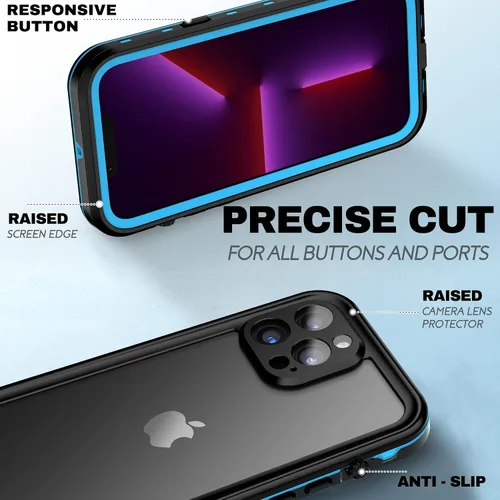 Vista 5 de BEASTEK Funda impermeable para iPhone 13 Pro, serie TRE, a prueba de golpes, a prueba de polvo, IP68, con protector de pantalla integrado, cubierta