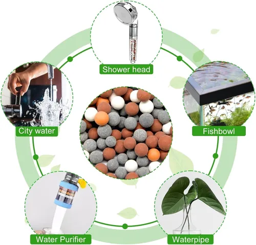 Vista 6 de Paquete de 3 cuentas de repuesto para filtro de ducha de cuatro colores, bola de piedra mineral, reemplazo de piedras de repuesto para cabezal