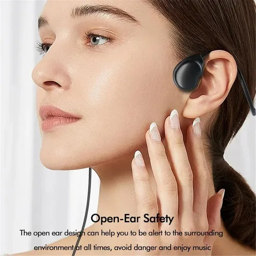 Vista 8 de Auriculares de oreja abierta de conducción de aire, auriculares con cable de 0.138 in y micrófono integrado adecuados para actividades al aire libre