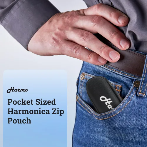 Vista 6 de Harmo nica Case Chromatic Harmonica - Funda negra con cremallera (10 agujeros diatónicos)