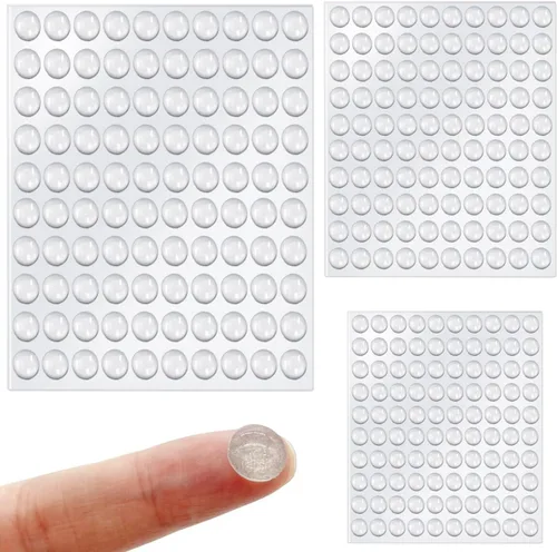 Vista 8 de Paquete combinado de 256 piezas de topes protectores adhesivos transparentes, 2 tamaños, círculo plano, autoadhesivos para amortiguar el sonido