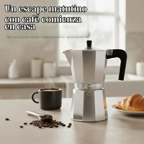 Vista 3 de Cafetera de café expreso italiano para estufa de 3 tazas, cafetera cubana, olla Greca Mocha (básica, 5 oz/5.1 fl oz)