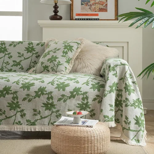 Vista 18 de vctops Fundas de sofá jacquard vintage para sofá seccional patrón de pájaros funda de sofá con flecos para perros fundas de sofá de dos plazas funda