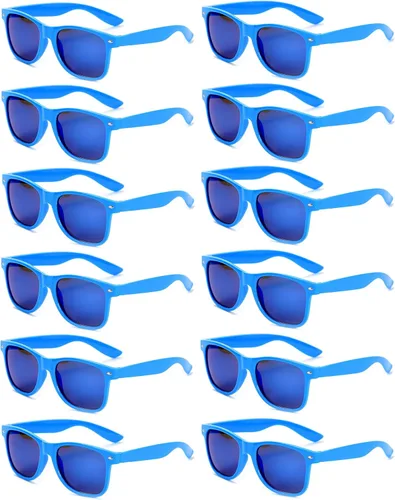 Vista 15 de Eyegla Paquete de 8/12/18 lentes de sol de neón a granel coloridos para fiesta, gafas retro para fiesta para adultos, hombres y mujeres
