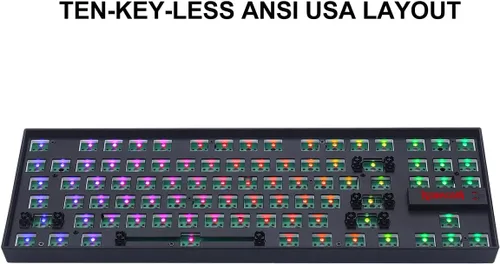 Vista 6 de Redragon BBK552 - Kit de teclado mecánico TKL para juegos personalizado, 80% 87 teclas, teclado RGB totalmente modular, con cable USB, Barebones sin