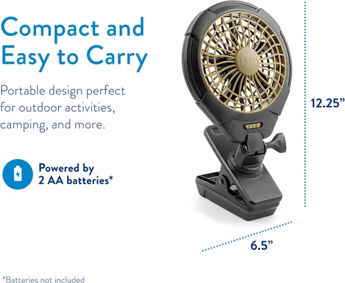 Vista 7 de O2COOL Ventilador portátil con baterías de 5 pulgadas