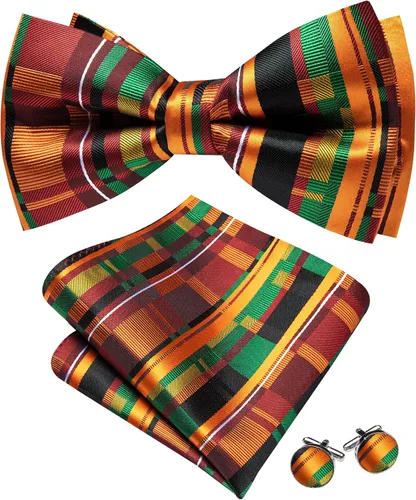Vista 36 de Barry.Wang Pajarita de Rayas Paisley para Hombre de Seda Preatada Pañuelo de Bolsillo Gemelos Juego Formal Boda Fiesta Graduación