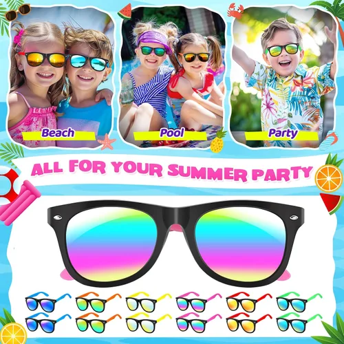 Vista 4 de Gafas de sol para niños a granel, gafas de sol de neón con protección UV400 para niños, niños y niñas, recuerdos de fiesta para niños, suministros
