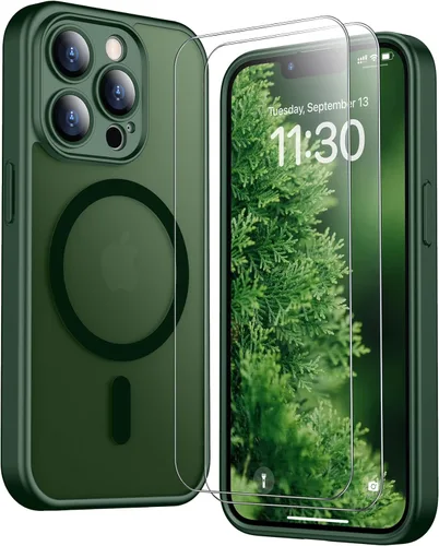 Vista 173 de SPIDERCASE Funda magnética translúcida diseñada para iPhone 11, con 2 protectores de pantalla de vidrio templado, antihuellas, para iPhone 11 de 6.1