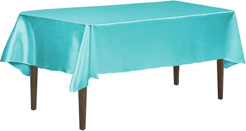 Vista 3 de Linenlanding Mantel rectangular de 60 x 102 pulgadas para mesa circular para bodas, mesas de bufé, fiestas, cenas de vacaciones (1, azul bebé)
