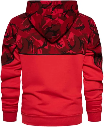 Vista 7 de Sudadera con capucha ligera de manga larga de camuflaje para hombre con bolsillo Kanga