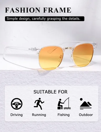 Vista 3 de AEVOGUE Polarized Sunglasses For Women And Men Semi Rimless Frame Retro Sun Glasses AE0369